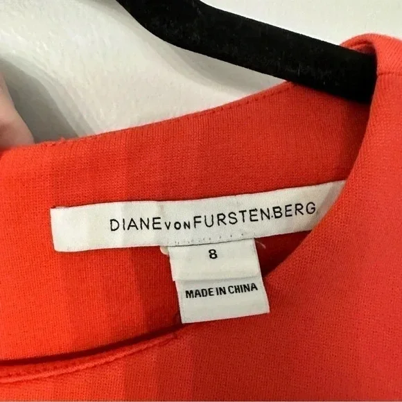 Diane von Furstenberg Jaelyn Hot Coral Mini Dress Size 8 GUC - Picture 7 of 10